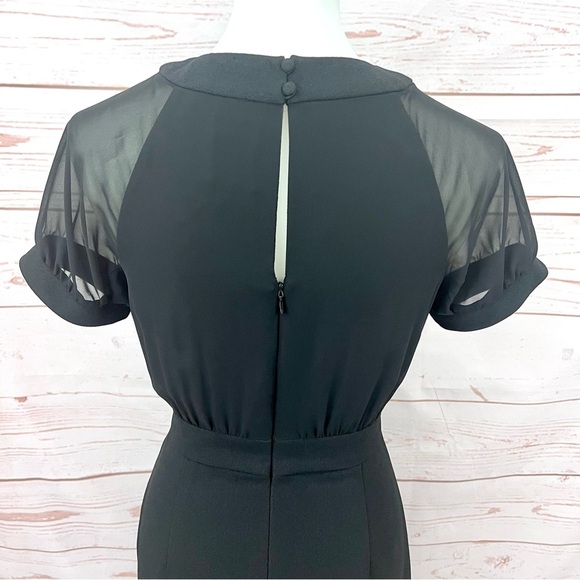 Vince Camuto Sheer Illusion Short Sleeve Crepe Chiffon Sheath Career Dress - Picture 9 of 14